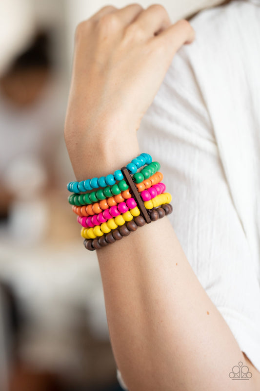 Diving in Maldives - Multicolor wood bracelet
