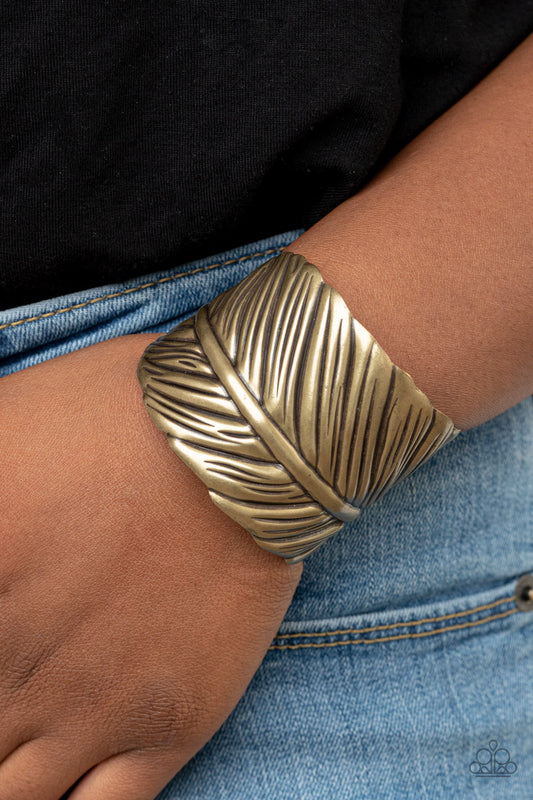Where Theres a QUILL, Theres a Way - Brass cuff bracelet
