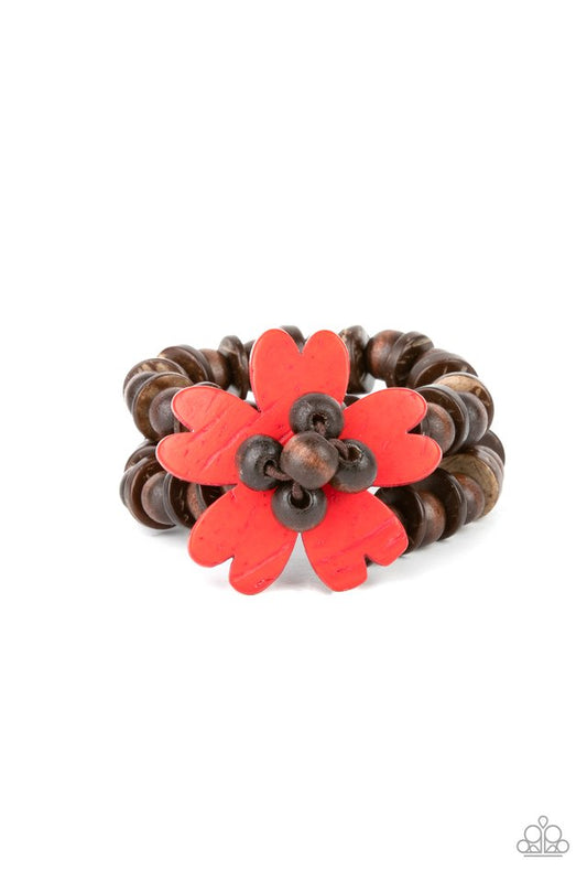 Tropical Flavor - Red/Brown wood bracelet