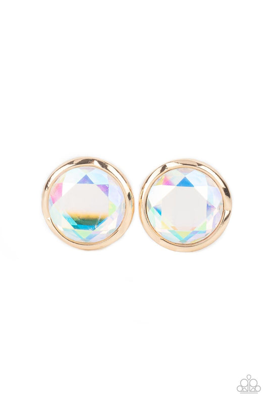 Double-Take Twinkle - Gold iridescent post earrings