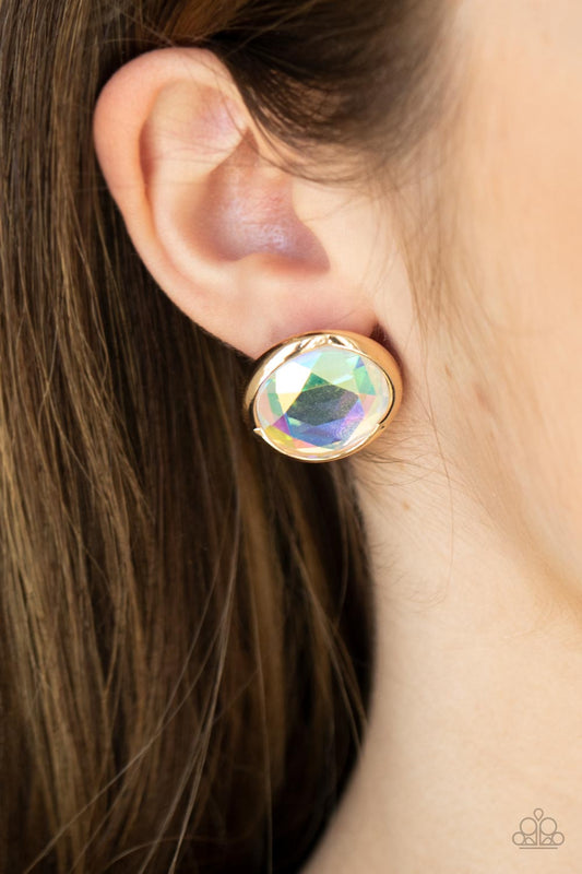 Double-Take Twinkle - Gold iridescent post earrings