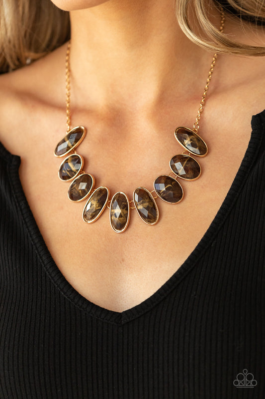 Elliptical Episode - Brown/Gold necklace