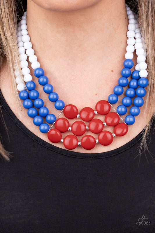 Beach Bauble - Red & Blue Multi necklace