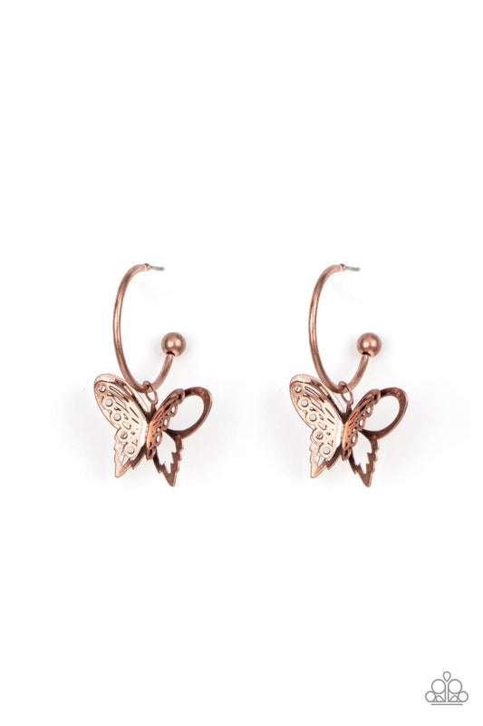 Butterfly Freestyle - Copper hoop earrings