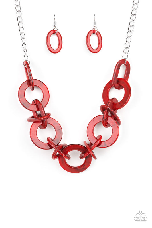 Chromatic Charm - Red Acrylic Necklace