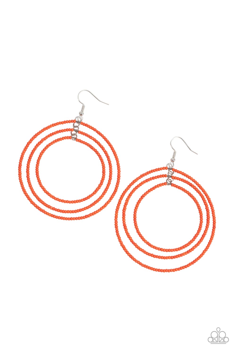 Colorfully Circulating - Orange seed bead earrings