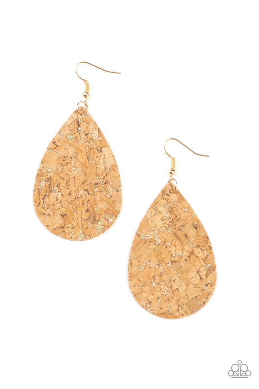 CORK It Over - Gold earrings