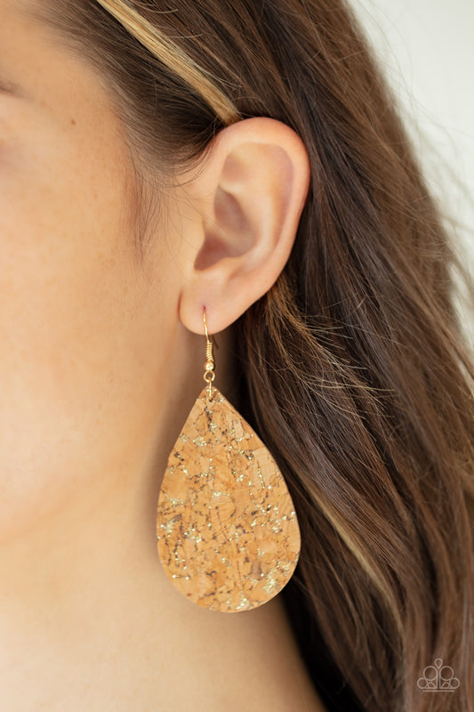 CORK It Over - Gold earrings