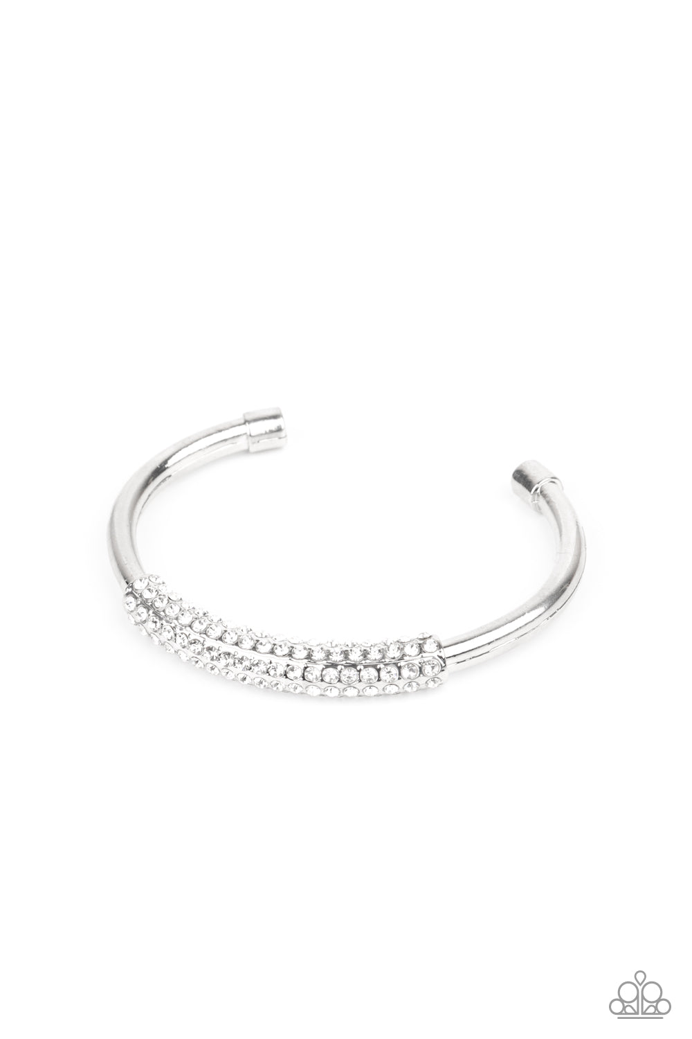 Day to Day Dazzle - White rhinestones cuff bracelet