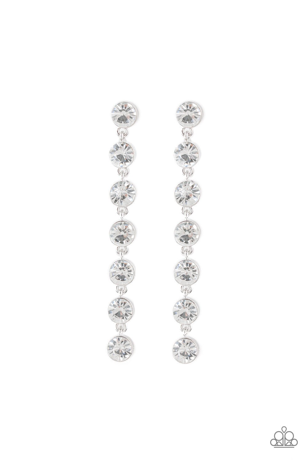 Dazzling Debonair - White rhinestones earrings