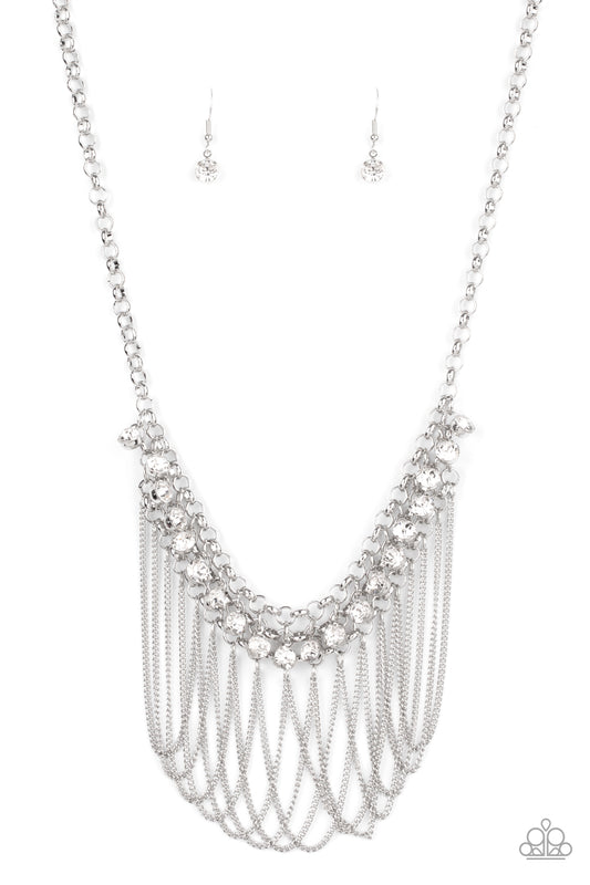 Flaunt Your Fringe - White gems necklace