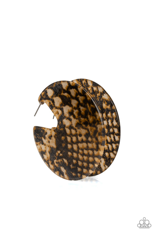 Hit Or HISS - Brown Multi Acrylic Earrings