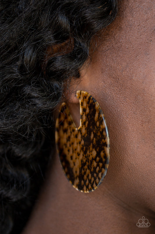 Hit Or HISS - Brown Multi Acrylic Earrings