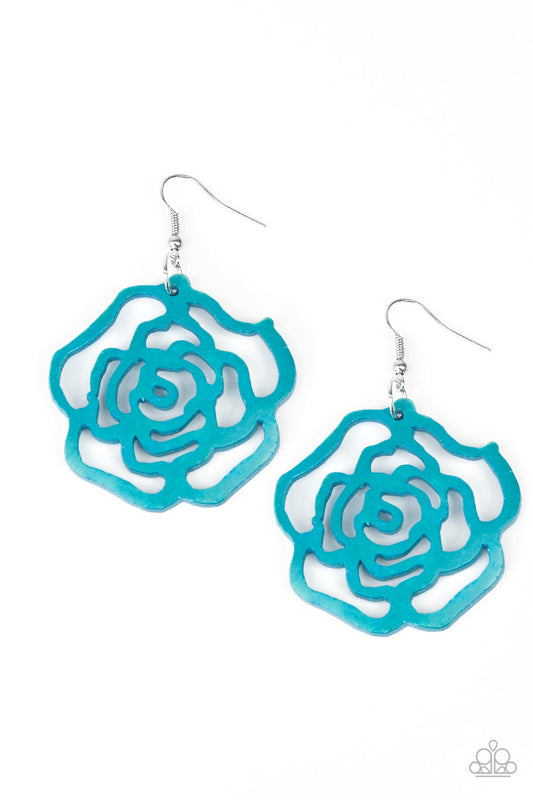 Island Rose - Blue wood earrings