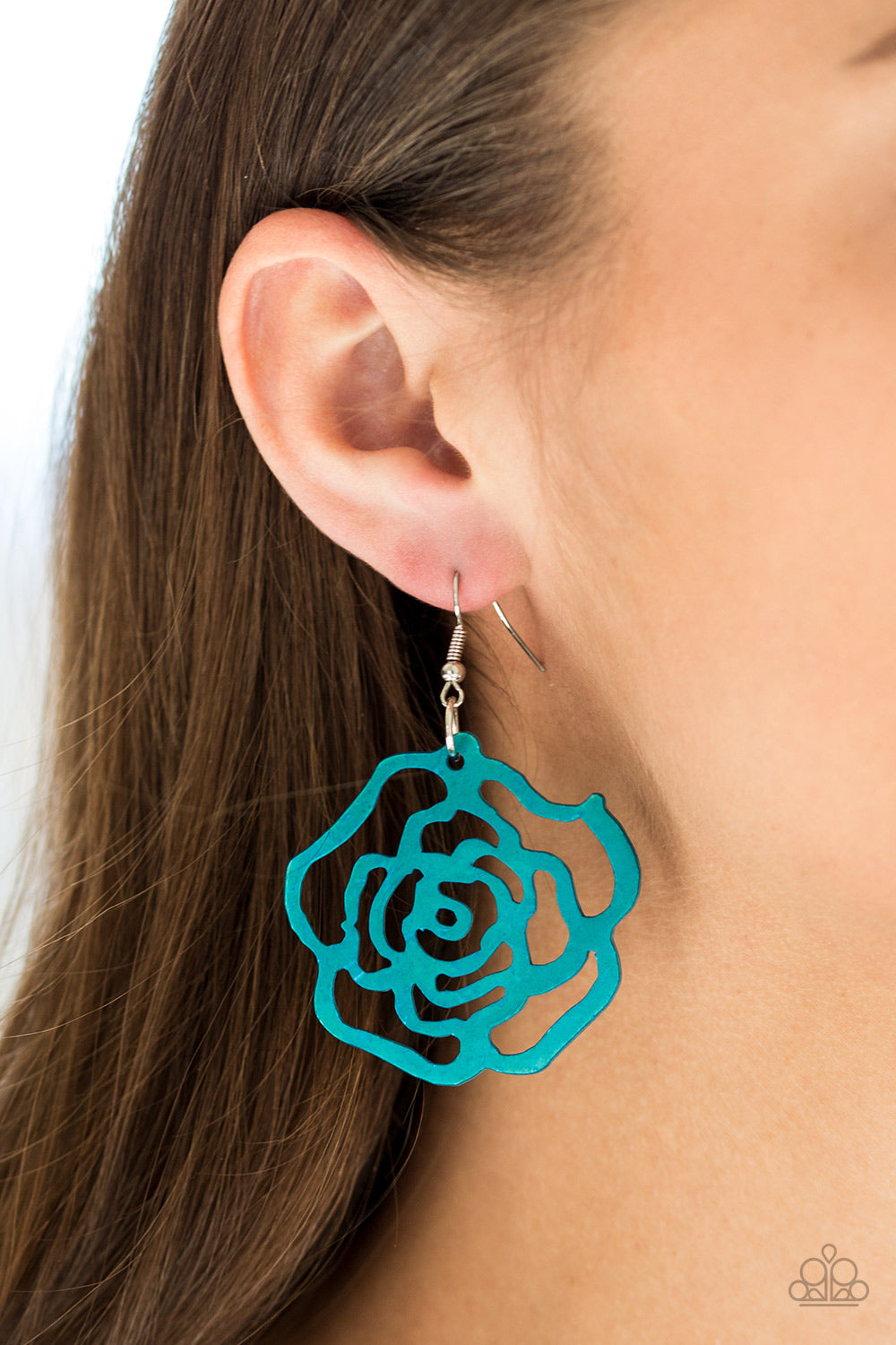 Island Rose - Blue wood earrings