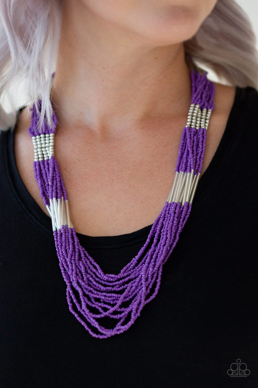 Let It BEAD - Purple seed bead necklace