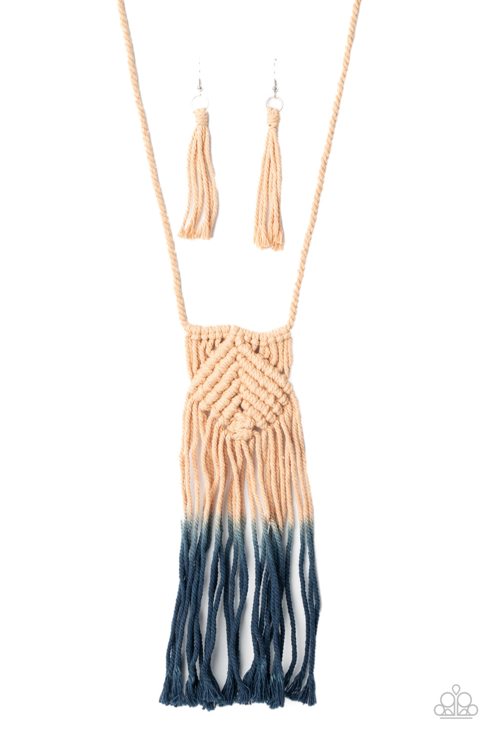 Look At MACRAME Now - Blue/Tan necklace