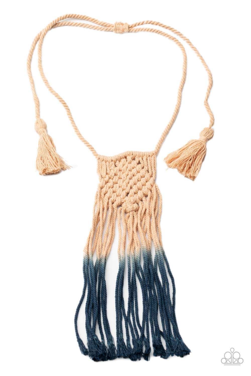 Look At MACRAME Now - Blue/Tan necklace