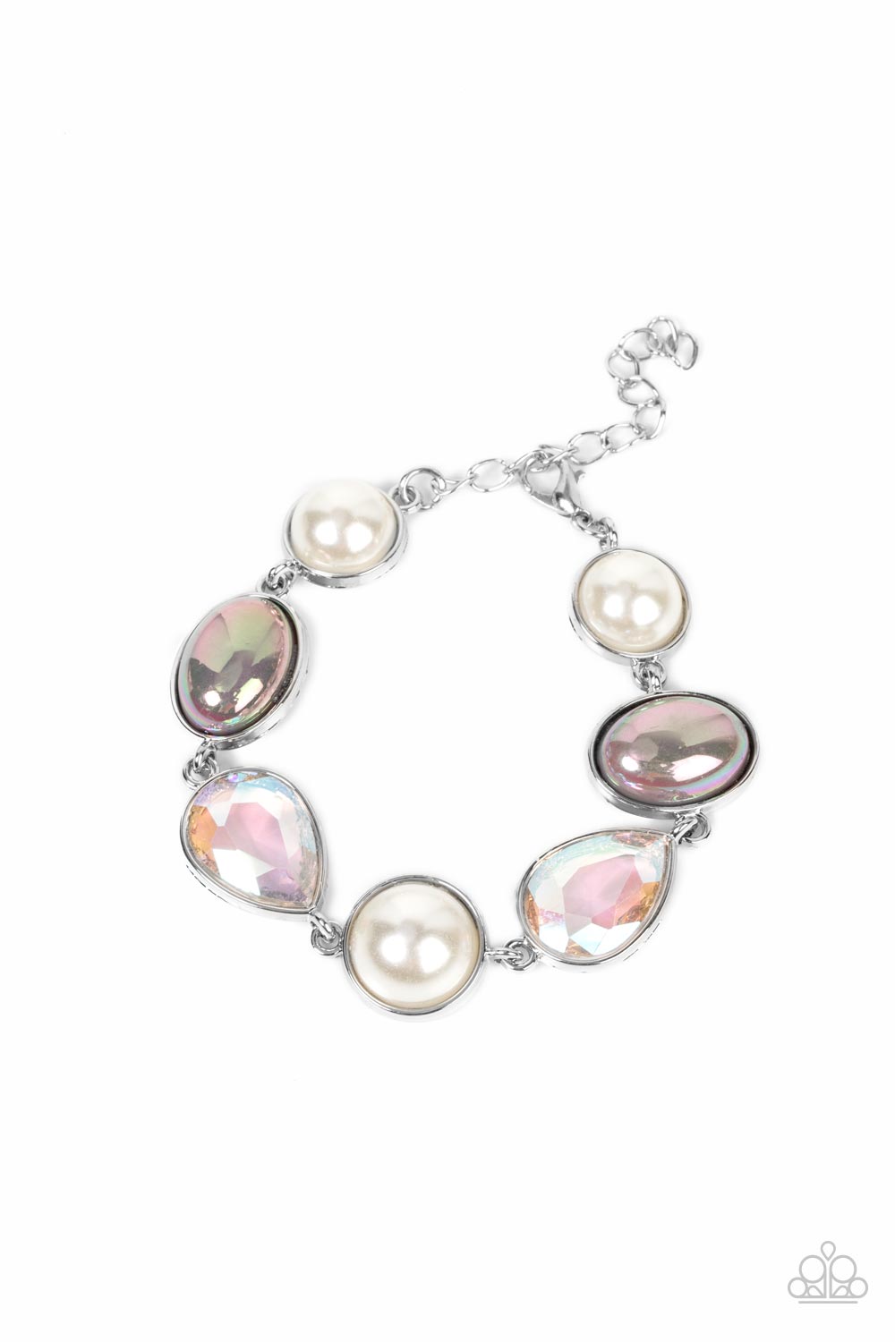 Nautical Nirvana - Silver iridescent necklace w/ matching bracelet