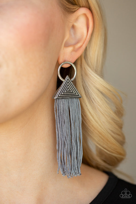Oh My GIZA - Silver fringe earrings