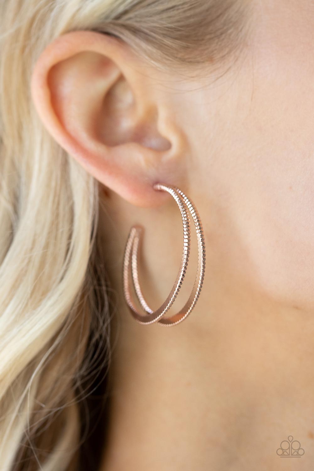 Rustic Curves - Rose Gold hoop earrings