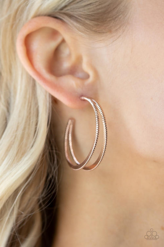 Rustic Curves - Rose Gold hoop earrings