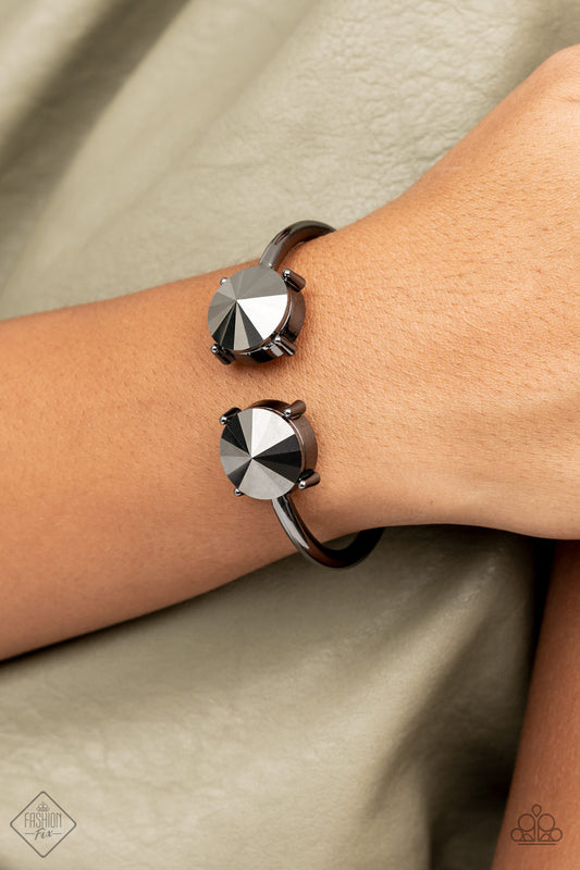 Spark and Sizzle - Black/Gunmetal cuff bracelet