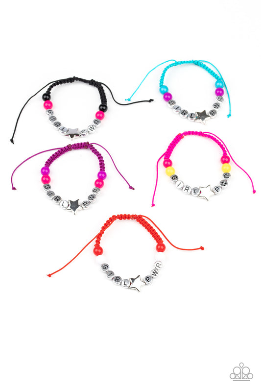 STARLET SHIMMER "GIRL PWR" CORDED BRACELETS FOR LITTLE GIRLS (5-PACK)