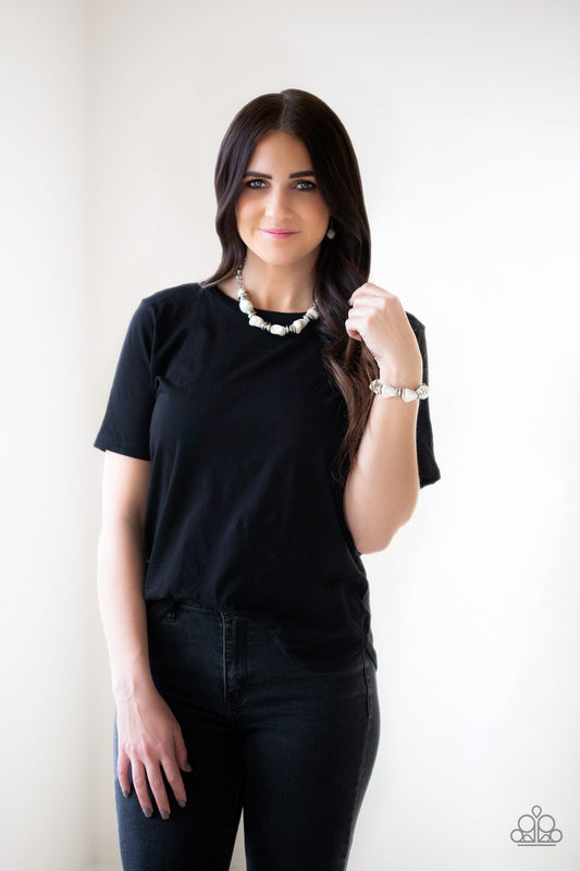 Stunningly Stone Age - White necklace w/ matching bracelet