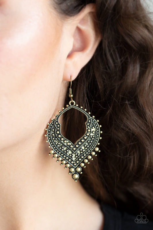 Sweep It Under The RUGGED - Brass earrings