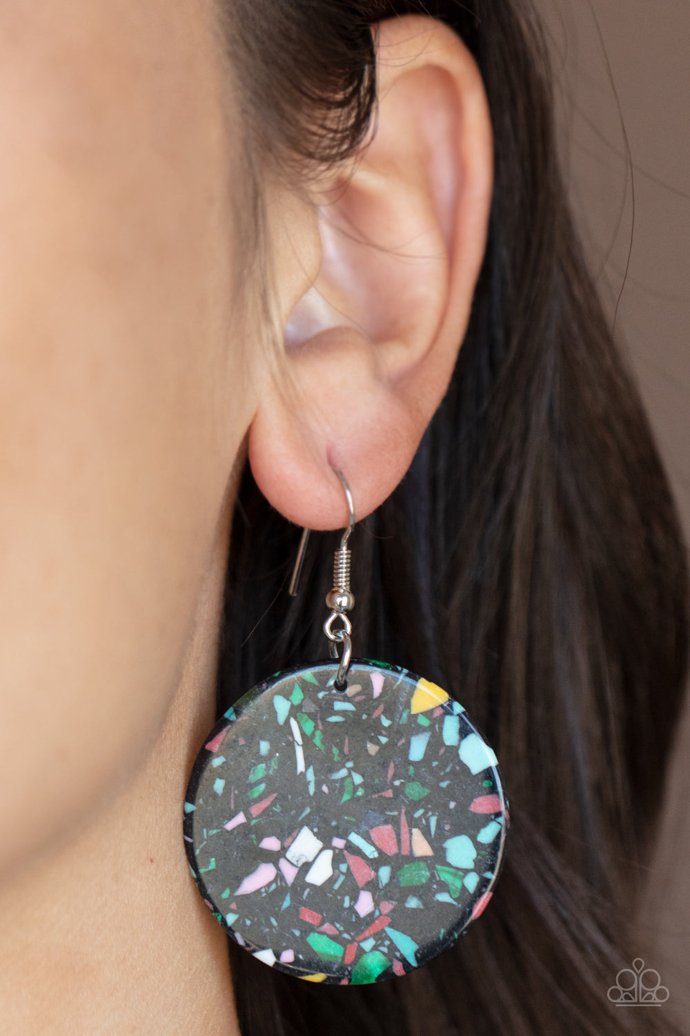 Tenaciously Terrazzo - Black/Multicolor earrings