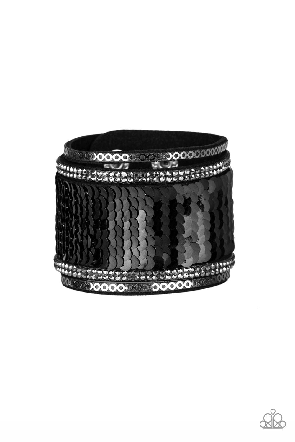 Heads Or MERMAID Tails - Black / Silver wrap bracelet