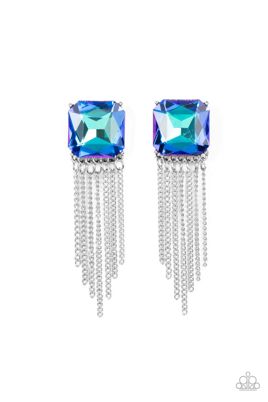 Supernova Novelty - blue iridescent post earrings