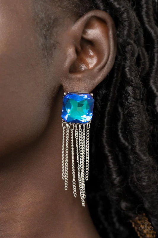 Supernova Novelty - blue iridescent post earrings