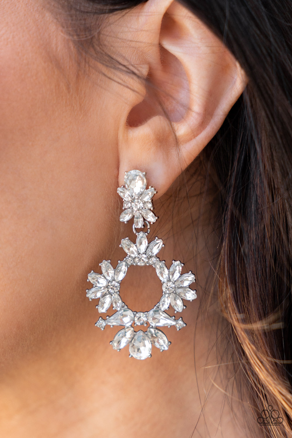 Leave them Speechless - White rhinestone post earrings (June 2022 Life of the Party)
