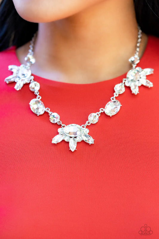 GLOW-trotting Twinkle - White Rhinestone Necklace