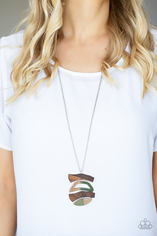 A WOODWORK In Progress - Green wood necklace