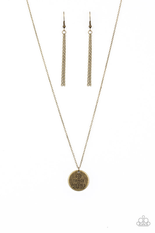 All Things Are Possible - Brass necklace