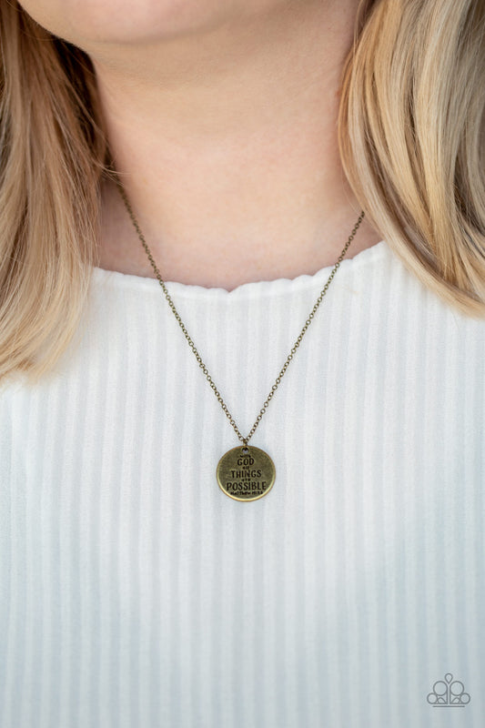 All Things Are Possible - Brass necklace