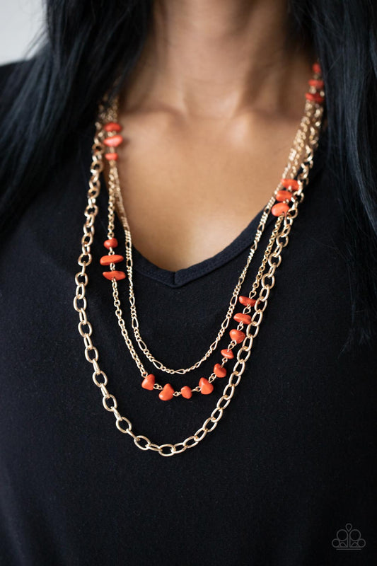 Artisanal Abundance - Orange/Gold necklace