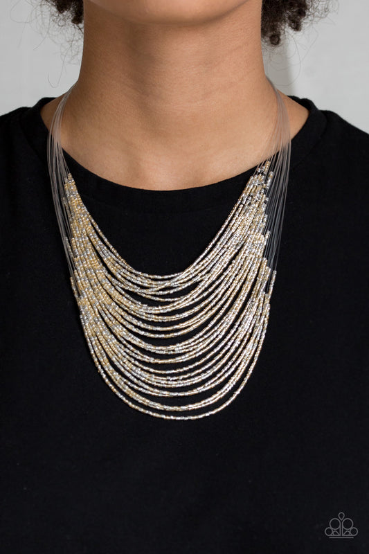 Catwalk Queen - Gold/Multi seedbead necklace