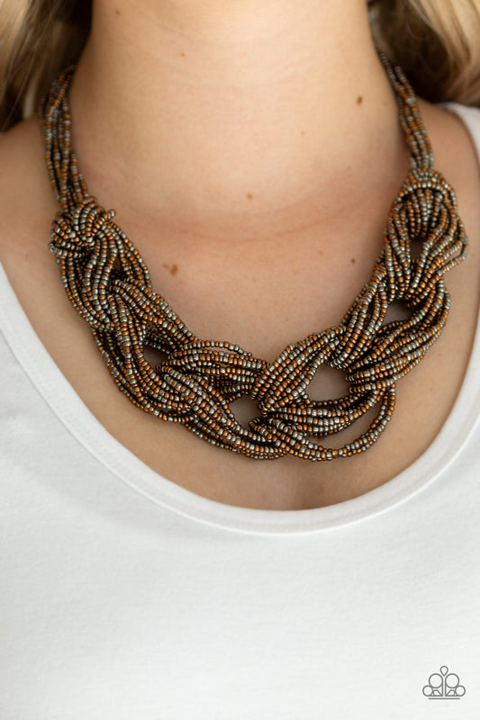 City Catwalk - Copper seed bead necklace