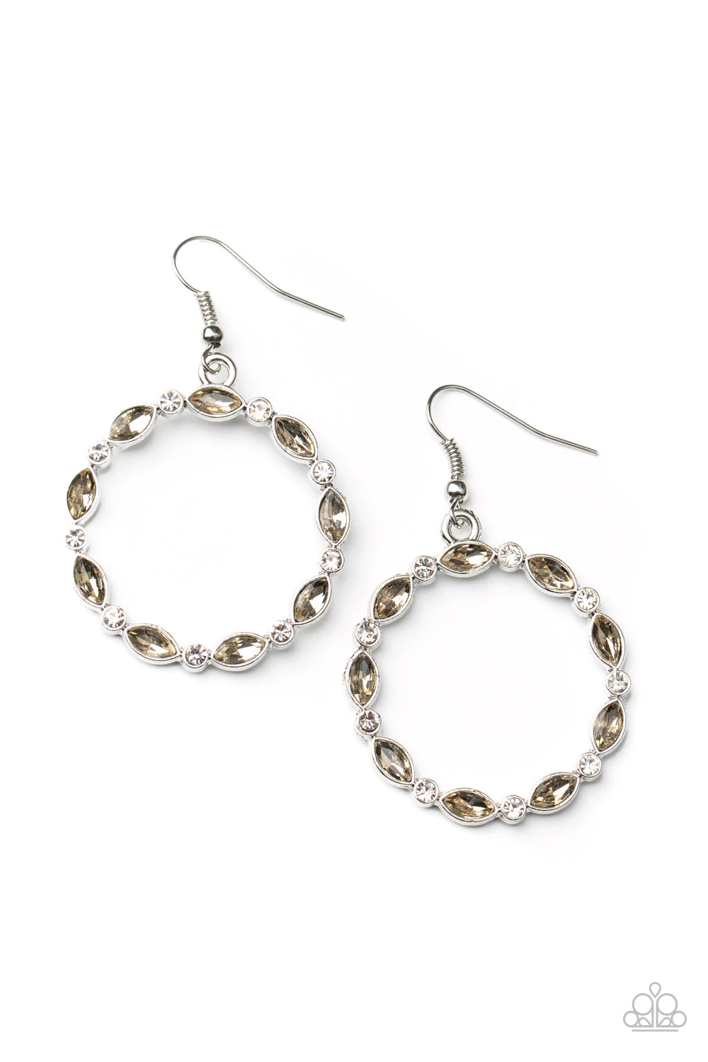 Crystal Circlets  - Brown earrings