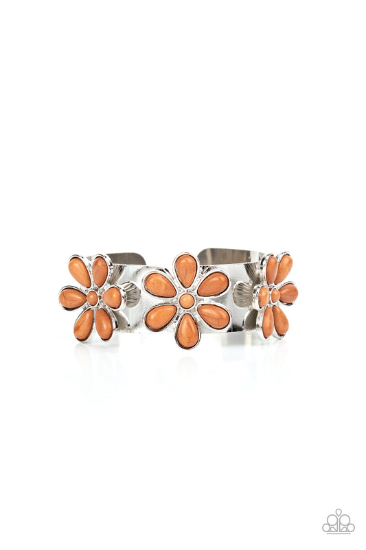 Desert Flower Patch - Brown cuff bracelet