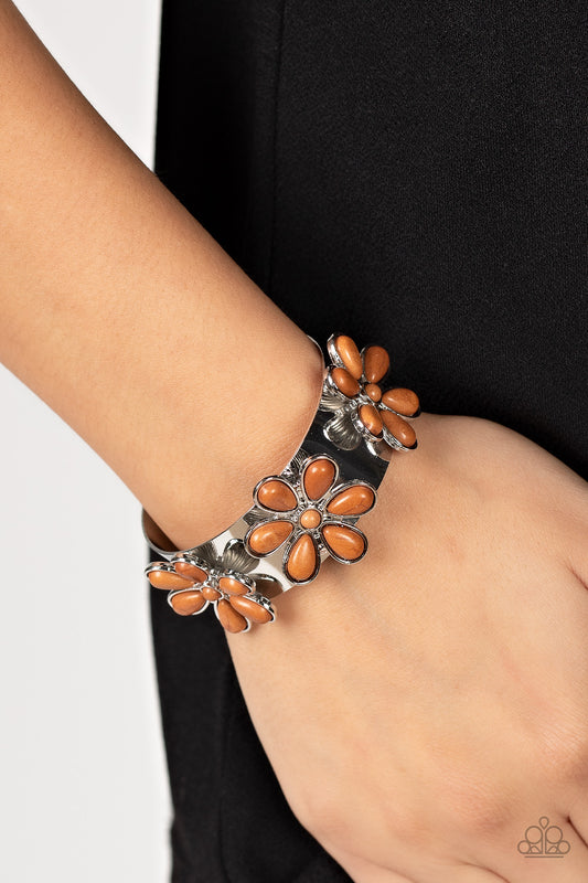 Desert Flower Patch - Brown cuff bracelet