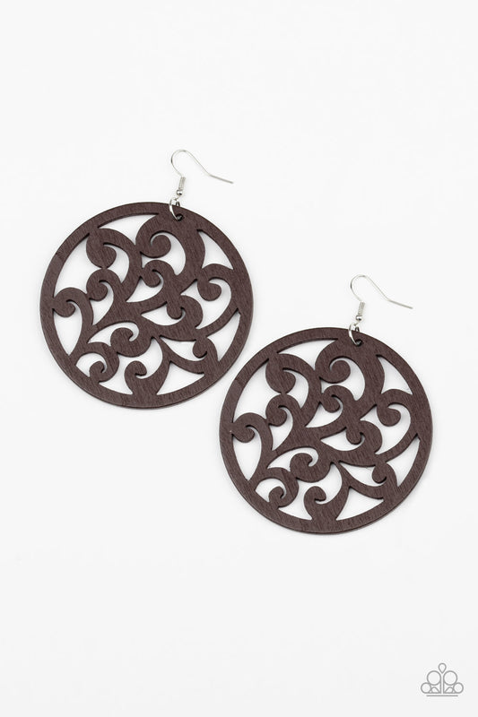 Fresh Off The Vine - Brown wood earrings