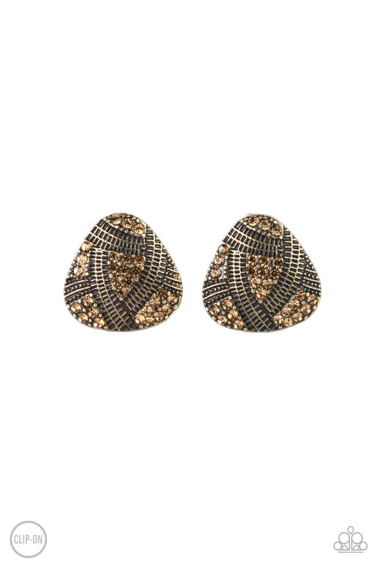 Gorgeously Galleria - Brass clip on earrings