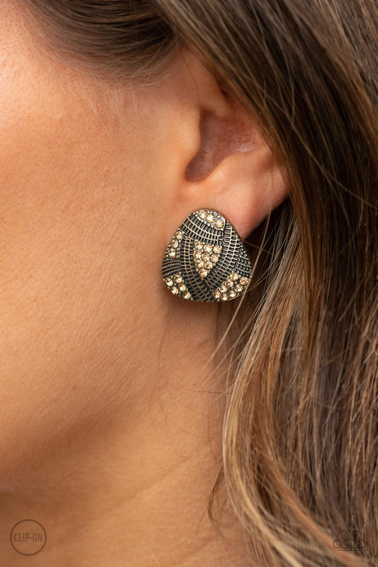 Gorgeously Galleria - Brass clip on earrings