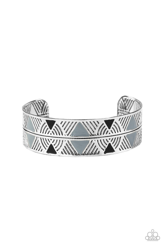 Hidden Glyphs - Silver cuff bracelet