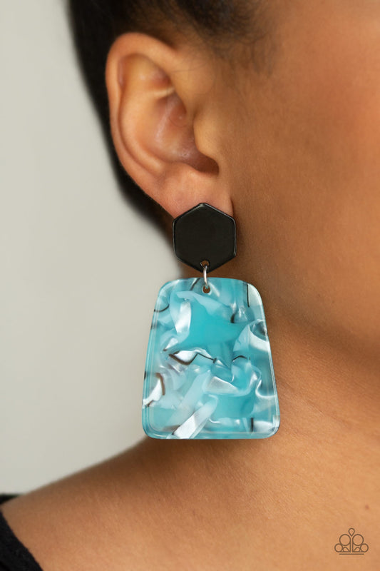 Majestic Mariner - Blue Acrylic Earrings
